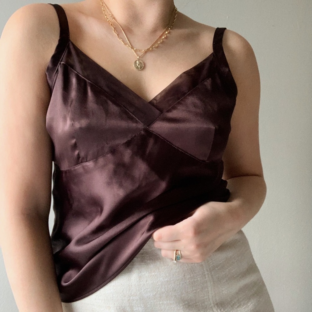 Brown Satin Tank Top